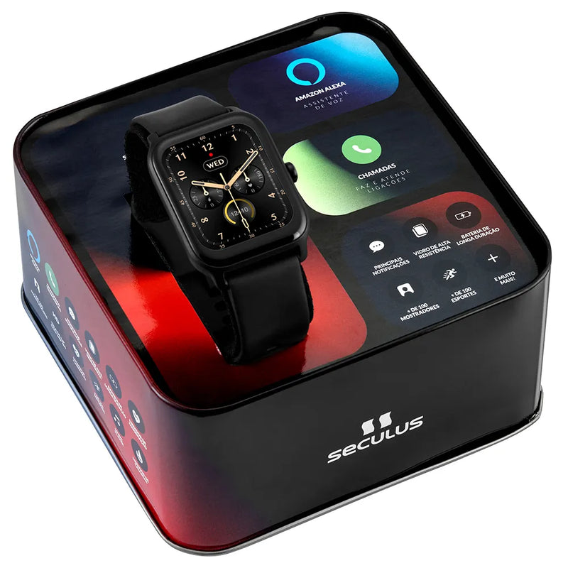 RELÓGIO SMARTWATCH SECULUS PRETO